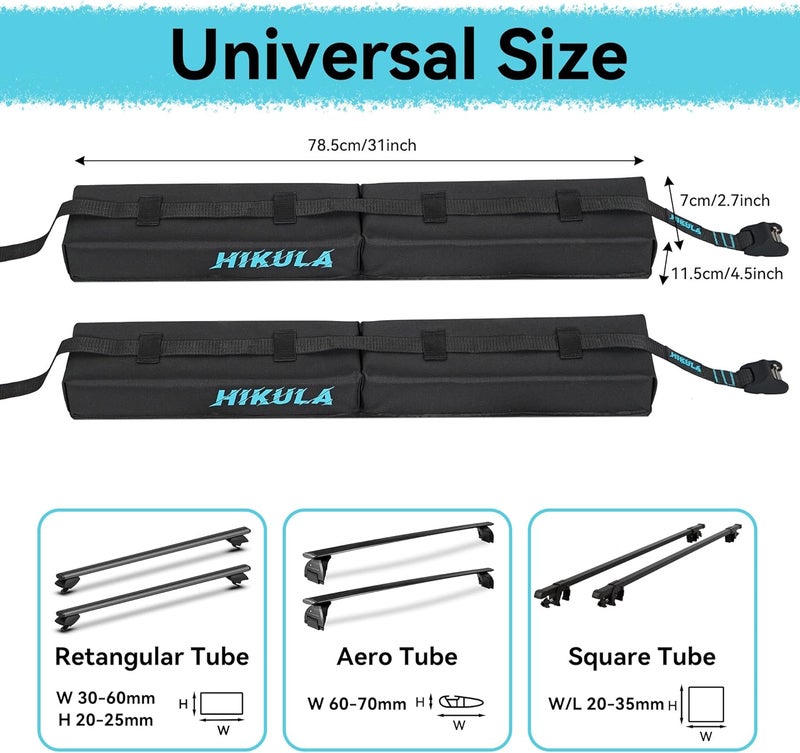 HIKULA 31''Soft Roof Rack Pads for Various Crossbars with Two 15' Premium Scratch Resistant Silicone Buckle, PP Rope,Quick Loop and Storage Bag, for SUPs, Surfboards, Kayaks, Canoes Includes Storage Bag - Image 2